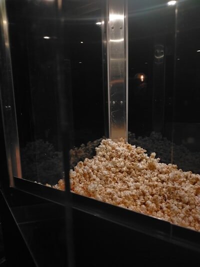 A pile of popcorn in a machine